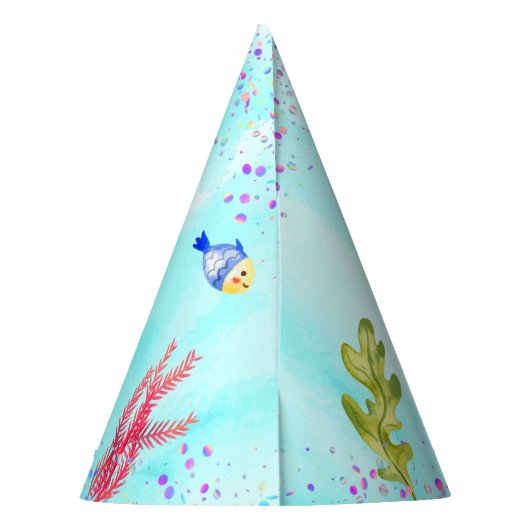 水彩最高の誕生日シャークバースデーパーティー パーティーハット (裏面)