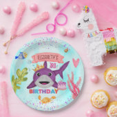 水彩最高の誕生日シャークバースデーパーティー ペーパープレート (パーティー)