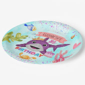水彩最高の誕生日シャークバースデーパーティー ペーパープレート (アングル)