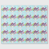 水彩最高の誕生日シャークバースデーパーティー ラッピングペーパー (フラット)