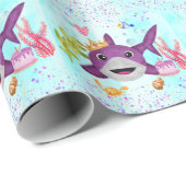 水彩最高の誕生日シャークバースデーパーティー ラッピングペーパー (ロールコーナー)