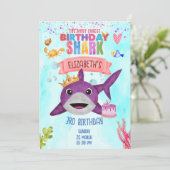 水彩最高の誕生日シャークバースデーパーティー 招待状 (スタンド正面)
