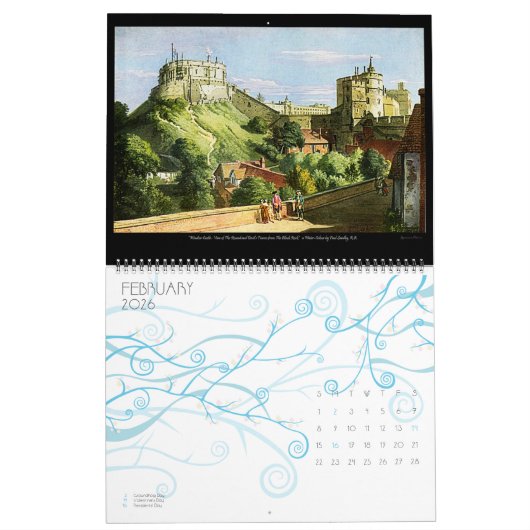 水彩最高傑作2024ヴィンテージアートビッグウォール カレンダー (2月 2026)