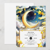 水彩月お洒落誕生日 招待状 (正面/裏面)