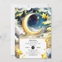 水彩月お洒落誕生日