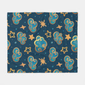 水彩月と星の縫い目のない模様  フリースブランケット (正面(横))