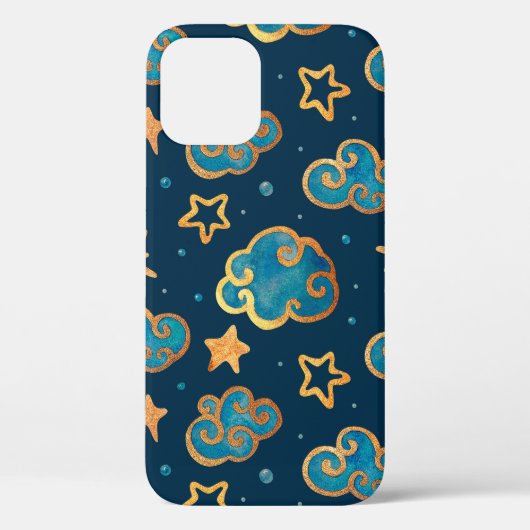 水彩月と星の縫い目のない模様 Case-Mate iPhoneケース (裏面)