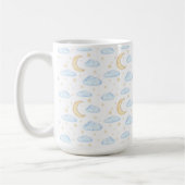 水彩月の星と雲のパターン コーヒーマグカップ (左)