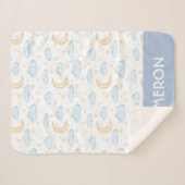 水彩月の星と雲のパターン シェルパブランケット (正面(横))