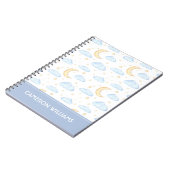 水彩月の星と雲のパターン ノートブック (左側)