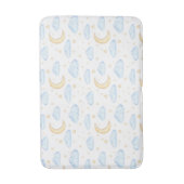 水彩月の星と雲のパターン バスマット (正面縦)