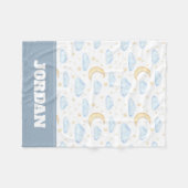 水彩月の星と雲のパターン フリースブランケット (正面(横))