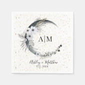 水彩月の星の天結婚星 スタンダードカクテルナプキン (正面)