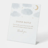 水彩月星赤ちゃんシャワーおむつラッフル 台座サイン (正面)