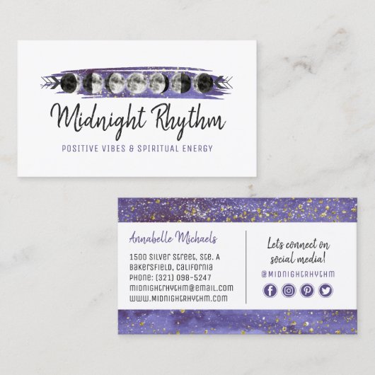 水彩月月輪夜空ソーシャルメディア 名刺 (正面/裏面)