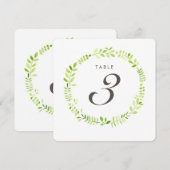 水彩月桂テーブルナンバー スクエアカード 招待状 (正面/裏面)