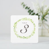 水彩月桂テーブルナンバー スクエアカード 招待状 (スタンド正面)