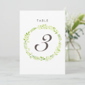 水彩月桂桌番号カード 招待状 (スタンド正面)