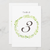 水彩月桂桌番号カード 招待状 (正面/裏面)