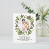 水彩月桂樹の緑の写真保存日 案内ポストカード (スタンド正面)