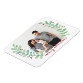 水彩月桂樹リースメリークリスマスフォト マグネット (左側)