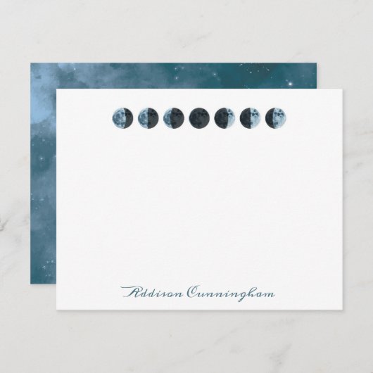 水彩月相賀状 ノートカード (正面/裏面)