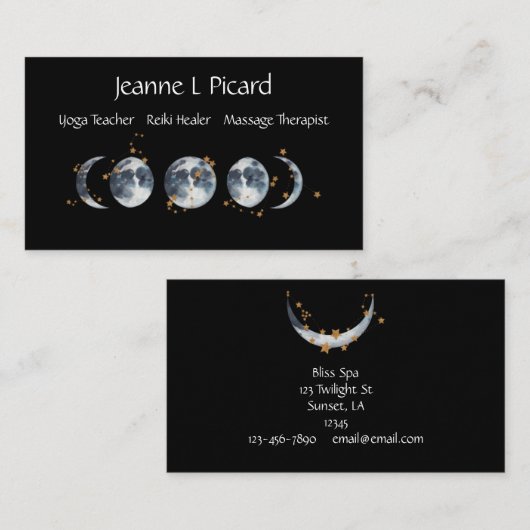 水彩月相(星付き) 名刺 (正面/裏面)