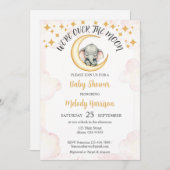 水彩月象の赤ちゃんシャワー 招待状 (正面/裏面)