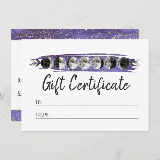 水彩月輪月輪商品券カード 招待状 (正面/裏面)