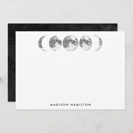 水彩月面文房具パーソナライズされた具 ノートカード (正面/裏面)