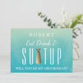 水彩服のアップ私のグロムスマンになってくれないか 招待状 (スタンド正面)