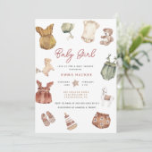 水彩服ボホベビーガールシャワー 招待状 (スタンド正面)