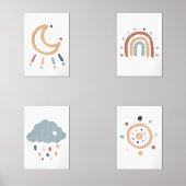 水彩望峰の太陽と月のセット4ポスター (正面)