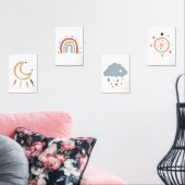 水彩望峰の太陽と月のセット4ポスター (リビング)