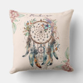 水彩望峰ドリームキャッチャーパーソナライズされた名 クッション (裏面)