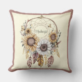 水彩望峰ドリームキャッチャーパーソナライズされた名 クッション (正面)