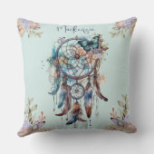 水彩望峰ドリームキャッチャーパーソナライズされた名 クッション (裏面)