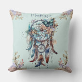 水彩望峰ドリームキャッチャーパーソナライズされた名 クッション (正面)