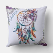 水彩望峰ドリームキャッチャーパーソナライズされた名 クッション (裏面)