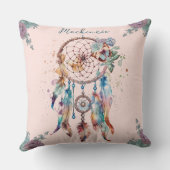 水彩望峰ドリームキャッチャーパーソナライズされた名 クッション (裏面)