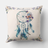 水彩望峰ドリームキャッチャーパーソナライズされた名 クッション (裏面)