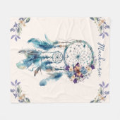 水彩望峰ドリームキャッチャーパーソナライズされた名 フリースブランケット (正面(横))