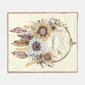 水彩望峰ドリームキャッチャーパーソナライズされた名 フリースブランケット (正面(横))