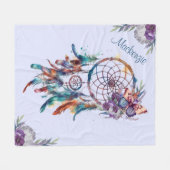 水彩望峰ドリームキャッチャーパーソナライズされた名 フリースブランケット (正面(横))