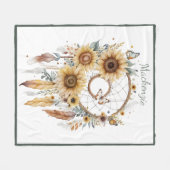 水彩望峰ドリームキャッチャーパーソナライズされた名 フリースブランケット (正面(横))