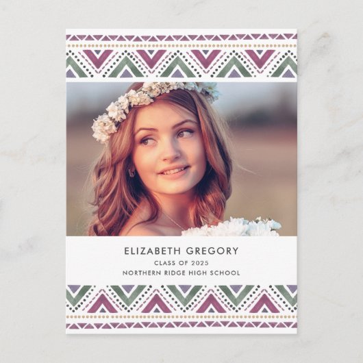 水彩望峰フォト卒業のお知らせ ポストカード (正面)