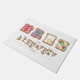 水彩朝食ロゴレストランビジネス ドアマット