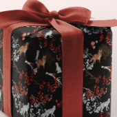 水彩木地の果実と動物のクリスマス ラッピングペーパー