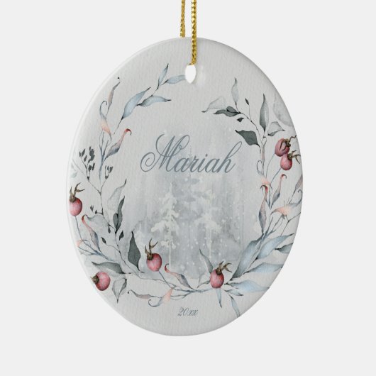 水彩木地の穏やかな冬 セラミックオーナメント (右)