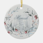 水彩木地の穏やかな冬 セラミックオーナメント (正面)